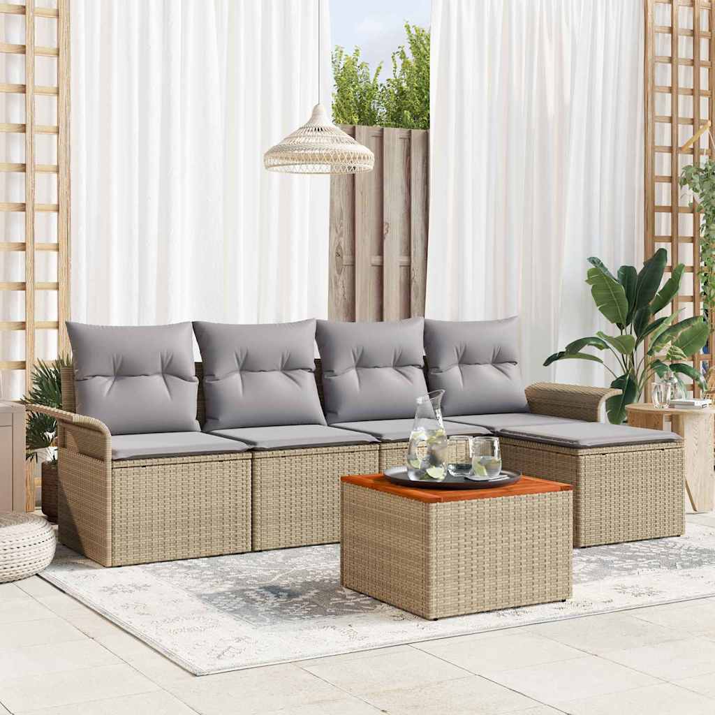 Garten-Sofa-Set mit Kissen 6 pcs Beige und Hellgrau